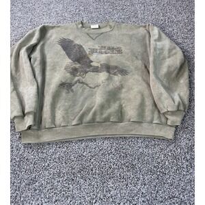 Vintage 90s Bald Eagle Sweatshirt Men's Size Large Green